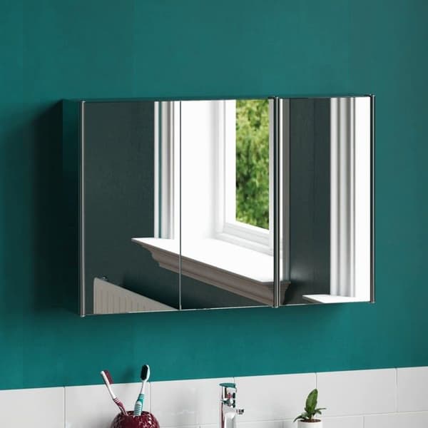 Vida designs badrumsspegel - 333600 - Tiano Trippel spegel badrumsmöbel, väggmonterad, rostfritt stål