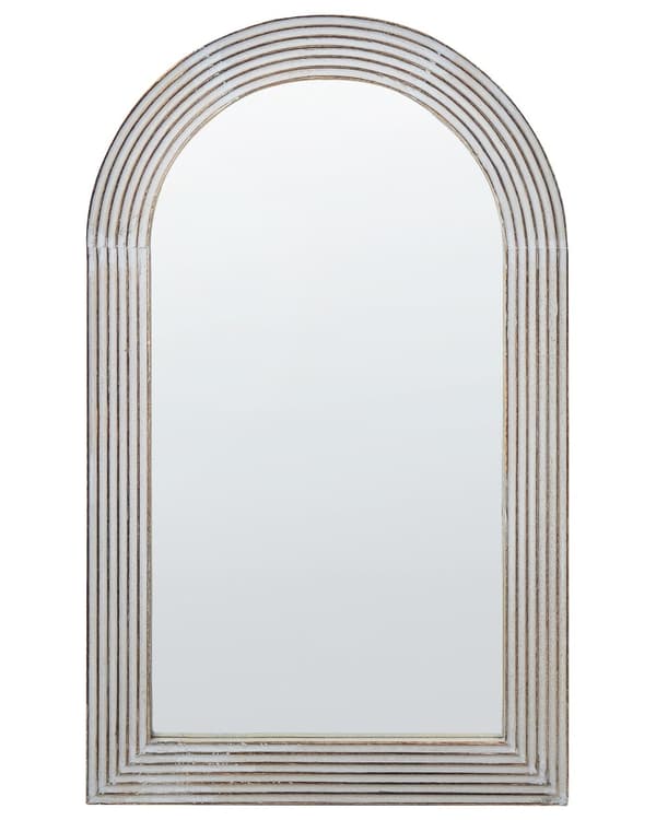 Vægspejl Off-White Mango Wood Frame 65 x 107 cm Whitewash Distressed Finish Vintage Style Wall Decor