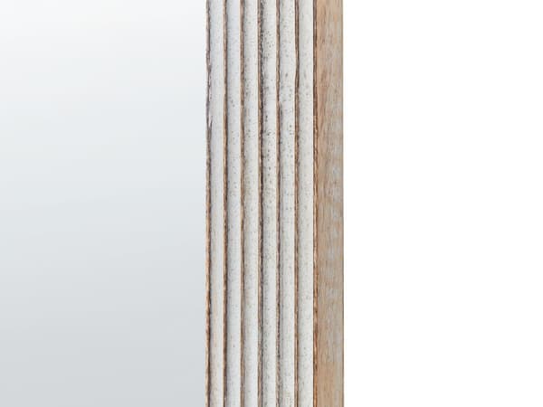 Seinäpeili luonnonvalkoinen 65 x 107 cm mangopuu lasi MDF ovaali ripustuskoukut rustiikkinen