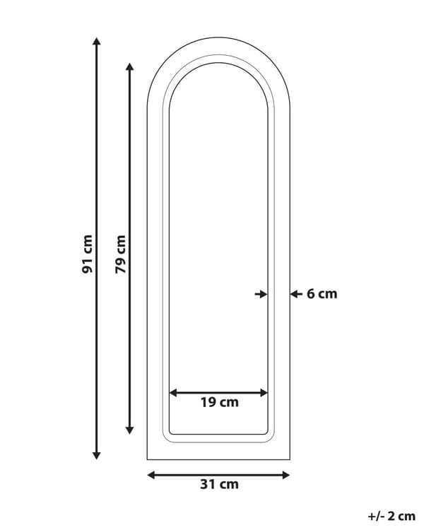 Seinäpeili luonnonvalkoinen 31 x 91 cm mangopuu lasi ovaali verhoilunaula rustiikkinen