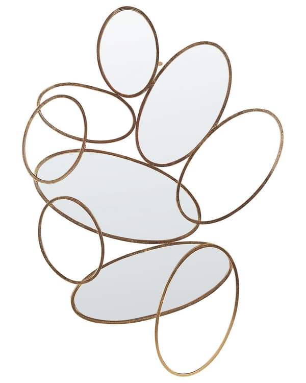 Vægspejl Guld Metal 113 x 77 cm Dekorativ Mønstret Spejl til Væg Design Entrespejl Bladmønster Design Dekoration