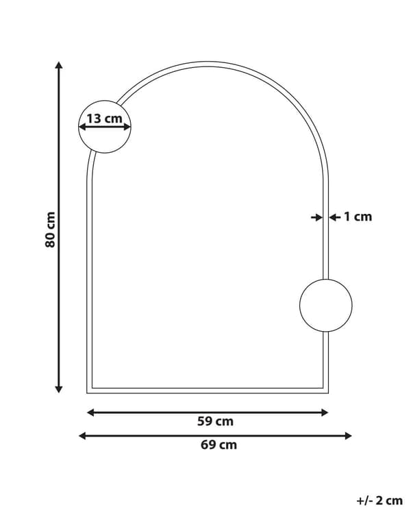 Seinäpeili musta 69 x 80 cm rauta lasi ovaali käsintehty ripustuskoukut moderni