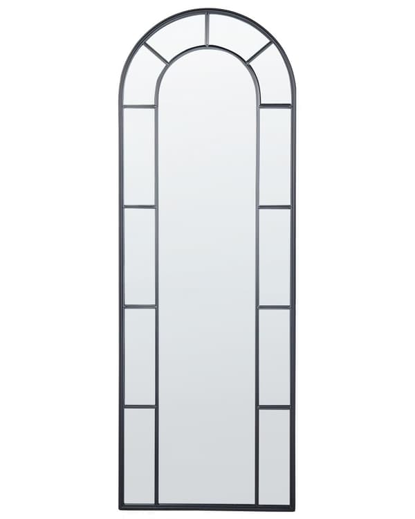 Seinäpeili musta 60 x 170 cm rauta lasi ovaali ripustuskoukut käsintehty glamour