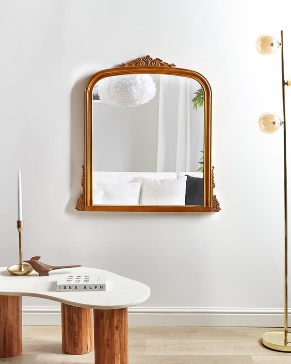Vægspejl Guld 75 x 78 cm Dekorativ Venetiansk Spejl til Væg Design Entrespejl Buet Design Dekoration