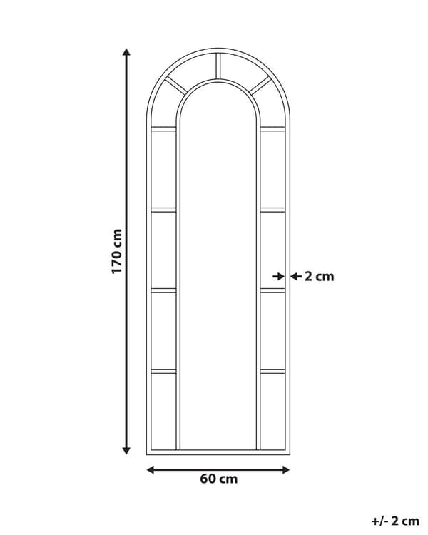 Vægspejl Sort Metal 60 x 170 cm Dekorativ Spejl til Væg New Yorker Design Entrespejl Buet Design Dekoration