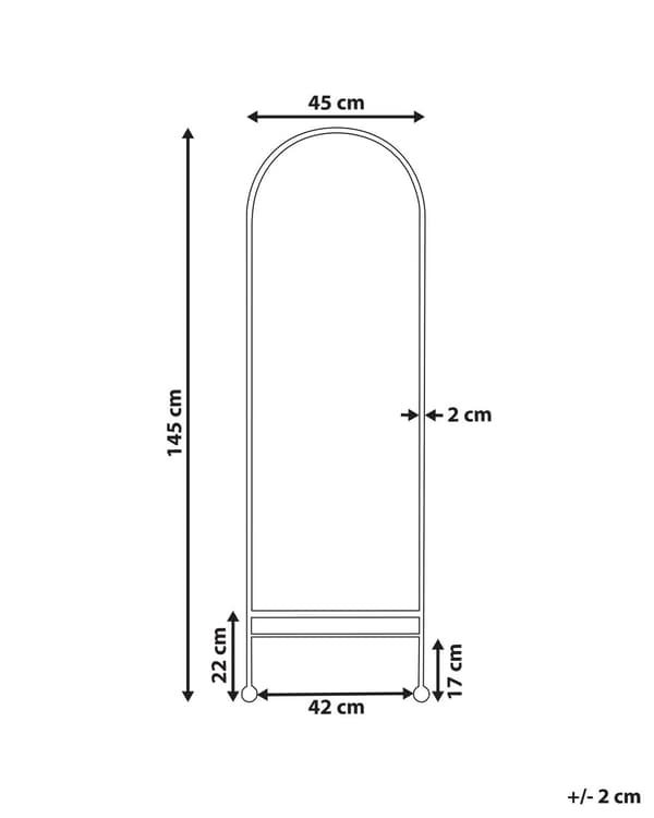 Seinäpeili musta 45 x 145 cm rauta lasi ovaali ripustuskoukut moderni skandinaavinen