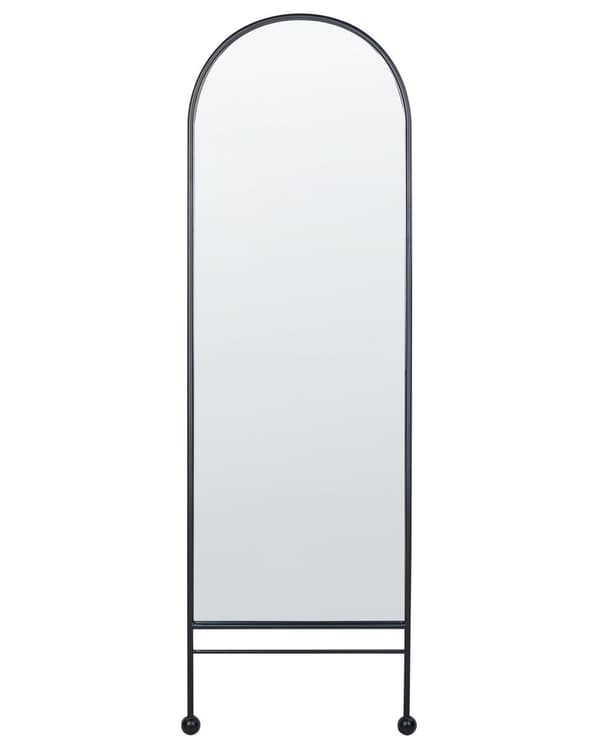 Seinäpeili musta 45 x 145 cm rauta lasi ovaali ripustuskoukut moderni skandinaavinen
