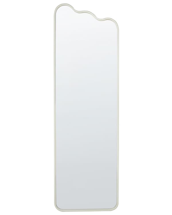 Vægspejl Hvid Metal 45 x 145 cm Dekorativ Spejl til Væg med Ramme Design Entrespejl Buet Design Dekoration