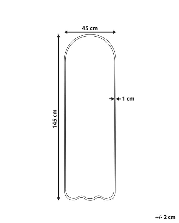 Vægspejl Hvid Metal 45 x 145 cm Dekorativ Spejl til Væg med Ramme Design Entrespejl Buet Design Dekoration