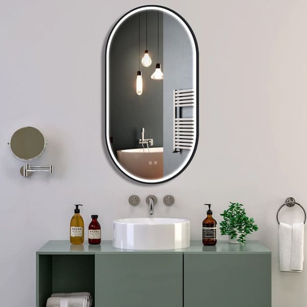 LED VÆG SPEJL OVL 50X100CM SORT