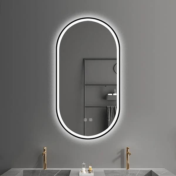 LED VÆG SPEJL OVL 50X100CM SORT