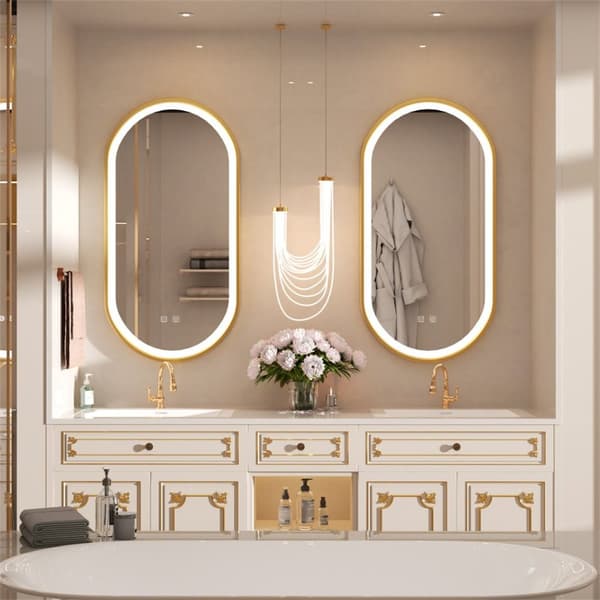 LED SEINÄPEILI OVL 50X100CM KULTAHARJATTU