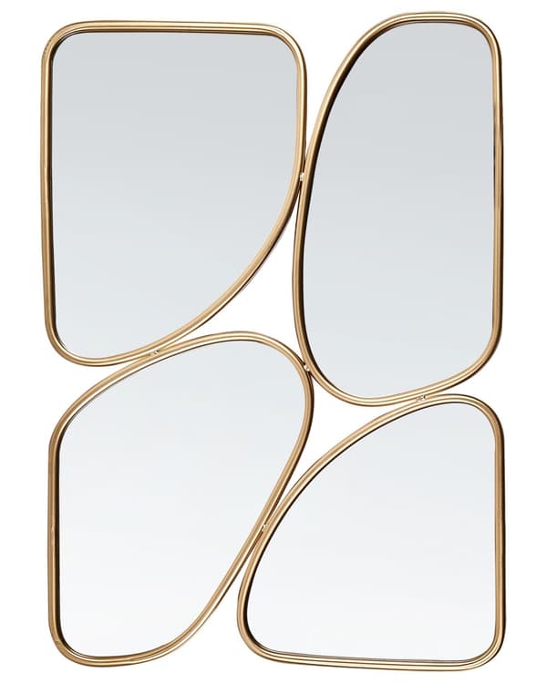 Väggspegel Guld Metall 70 x 100 cm Väggmonterad Dekorativ Spegel Glamourstil Hängande Dekoration Vardagsrum Sovrum