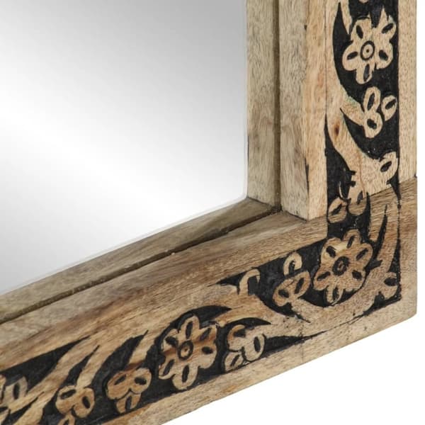vidaXL Baderomsspeil 50x70x2,5 cm heltre mango og glass