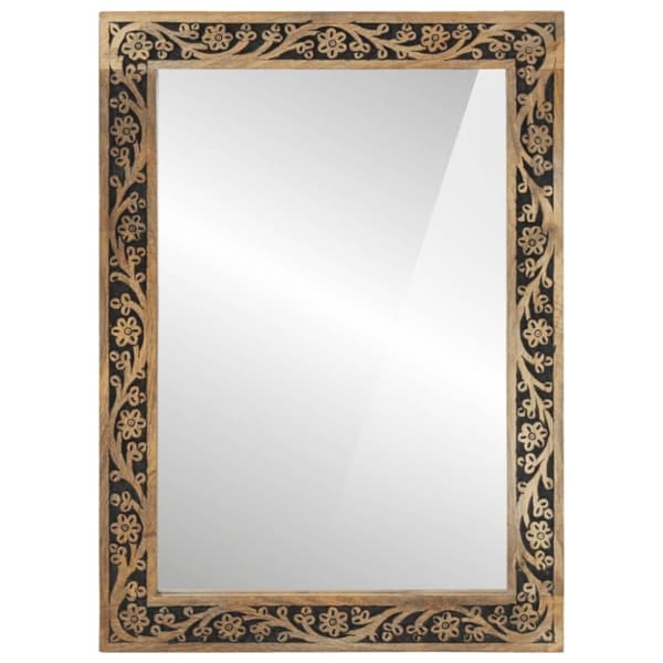 vidaXL Baderomsspeil 50x70x2,5 cm heltre mango og glass