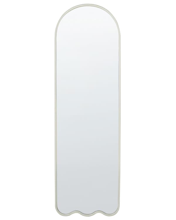 Väggspegel Vit Järn Glas 45 x 145 cm Oregelbunden Form Hängande Dekor Modern Minimalistisk Vardagsrum Sovrum Hall