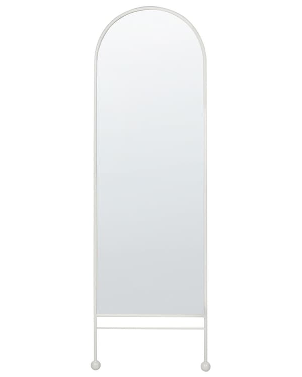 Väggspegel Vit Järn Glas 45 x 145 cm Oval Hängande Dekor Modern Minimalistisk Vardagsrum Sovrum Hall
