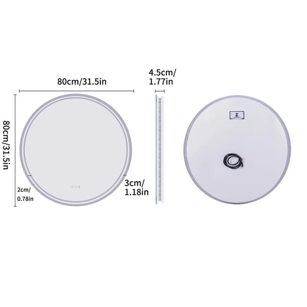 Smart Spejl, Berøringsskærm, Dæmpbar LED Lys, 60cm (24 tommer)