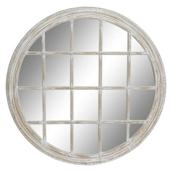 Vægspejl DKD Home Decor Hvid Afklædt 90 x 2 x 90 cm 90 x 2,5 x 90 cm (90 Dele)