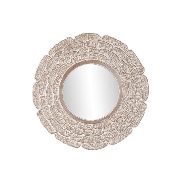 Vægspejl DKD Home Decor Hvid Natur Indianer mand Afklædt 90 x 1,5 x 90 cm (90 Dele)