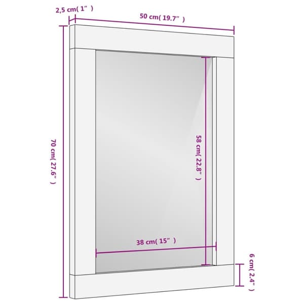 vidaXL Baderomsspeil svart 50x70x2,5 cm heltre mango og glass