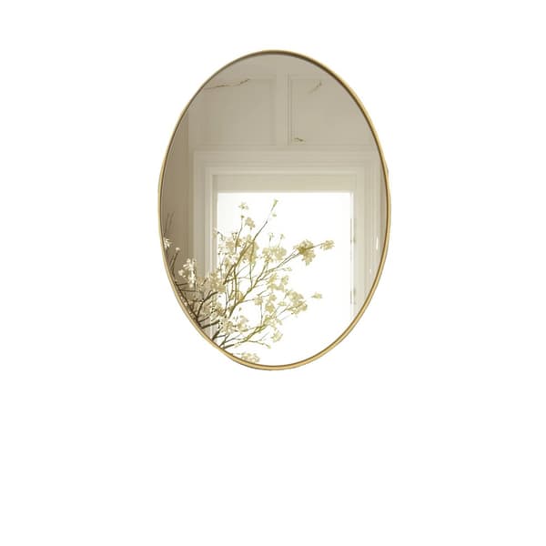 Guld Badeværelsesspejl, Oval Form, Vægdekoration, Gul