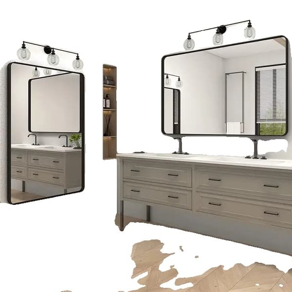 Vægdekorationsspejl, Moderne Design, Multifunktionelt, sort, 90x60cm (36x24 tommer) black 2