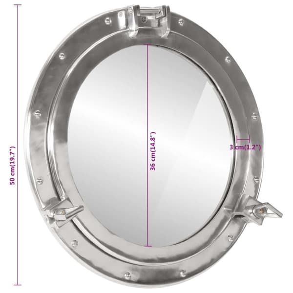 vidaXL Kuøyespeil vegghengt Φ50 cm aluminium og glass