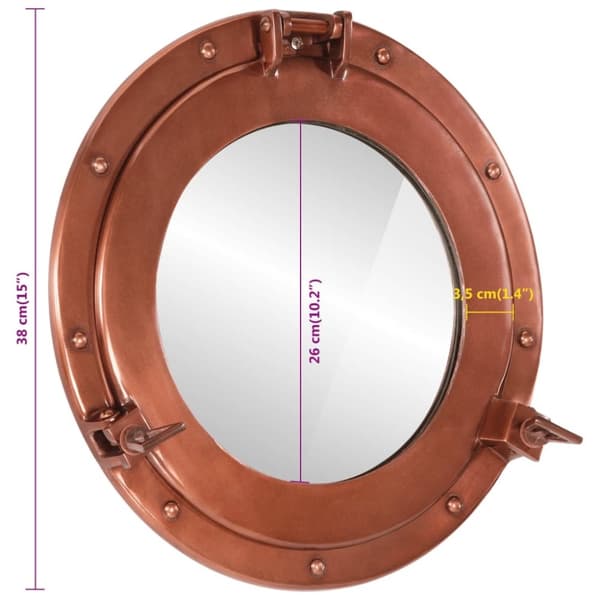 vidaXL Kuøyespeil vegghengt Φ38 cm aluminium og glass