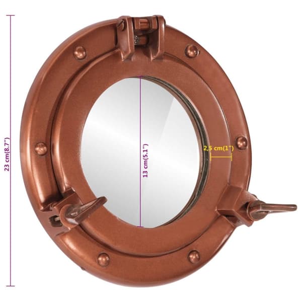 vidaXL koøjespejl diam. 23 cm væghængt aluminium og glas