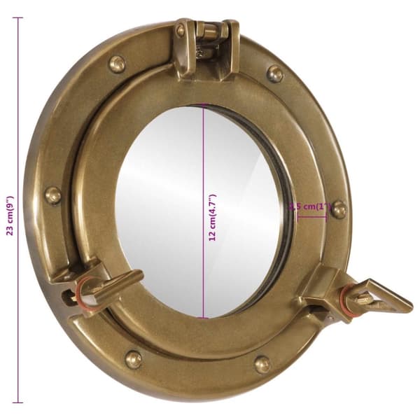 vidaXL Kuøyespeil vegghengt Φ23 cm aluminium og glass