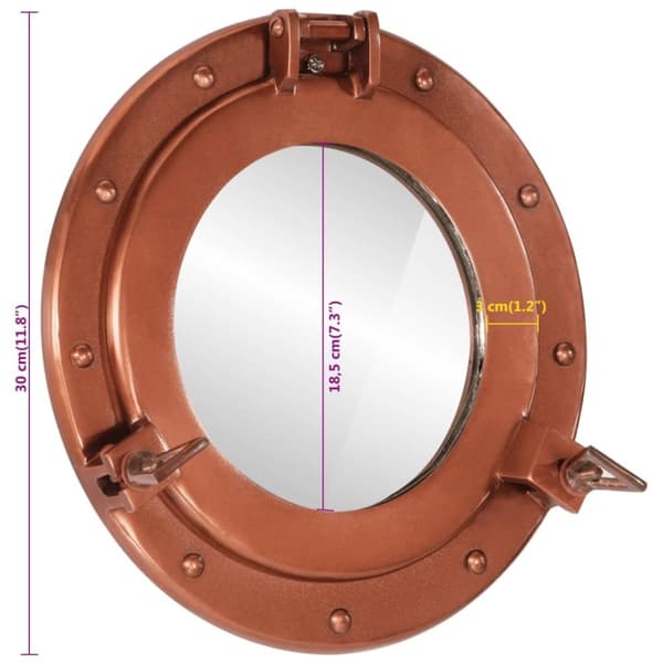vidaXL koøjespejl diam. 30 cm væghængt aluminium og glas