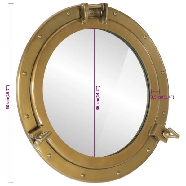 vidaXL Kuøyespeil vegghengt Φ50 cm aluminium og glass