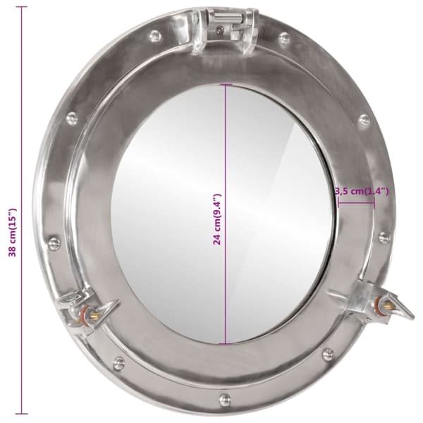 vidaXL koøjespejl diam. 38 cm væghængt aluminium og glas