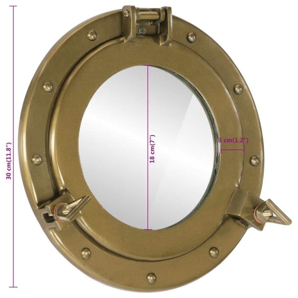 vidaXL Kuøyespeil vegghengt Φ30 cm aluminium og glass