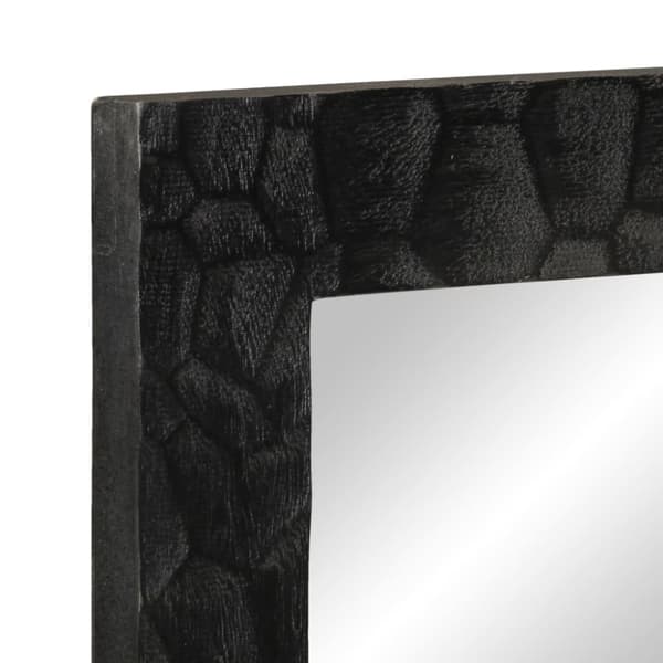 badeværelsesspejl 50x70x2,5 cm massivt mangotræ og glas sort