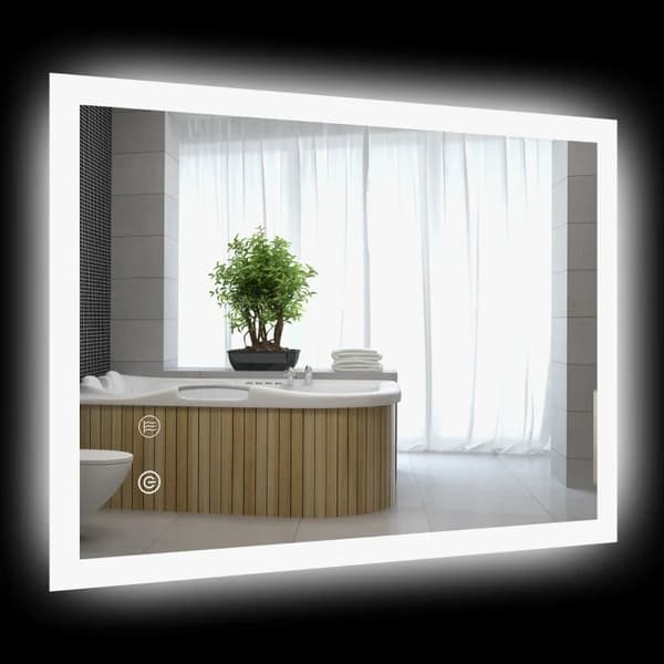 Rootz LED Badeværelsesspejl - Baggrundsbelysning - Touch Funktion - Hukommelsesfunktion - Ingen tåge - Glas - Hvid + Sølv - 70 x 50 cm