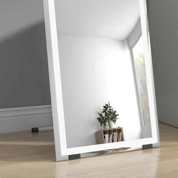 Rootz Stående Spejl - Vægspejl - Helkroppsspejl - Med LED'er - Hærdet glas - Hvid + Sølv - 40 cm x 150 cm