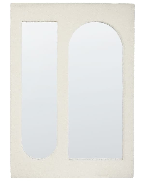Veggspeil Off-White MDF-ramme Boucle Polstring Glass 70 x 100 cm Rektangulært Dekorativt Veggmontert Aksentstykke Moderne Stil