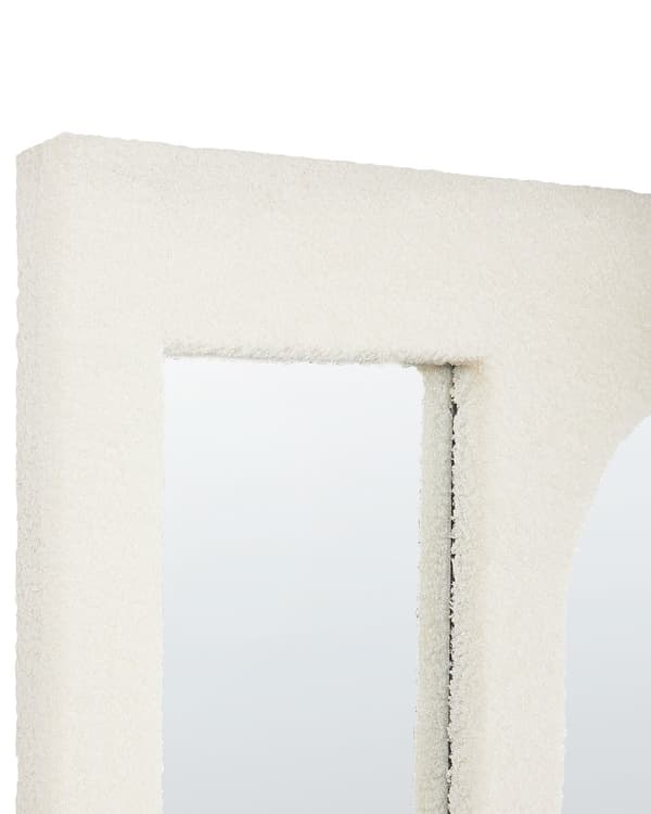 Veggspeil Off-White MDF-ramme Boucle Polstring Glass 70 x 100 cm Rektangulært Dekorativt Veggmontert Aksentstykke Moderne Stil