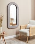 Miniatyrbilde 2 av 6: Veggspeil Taupe MDF-ramme Boucle Polstring Glass 60 x 120 cm Rektangulært Dekorativt Veggmontert Aksentstykke Moderne Stil