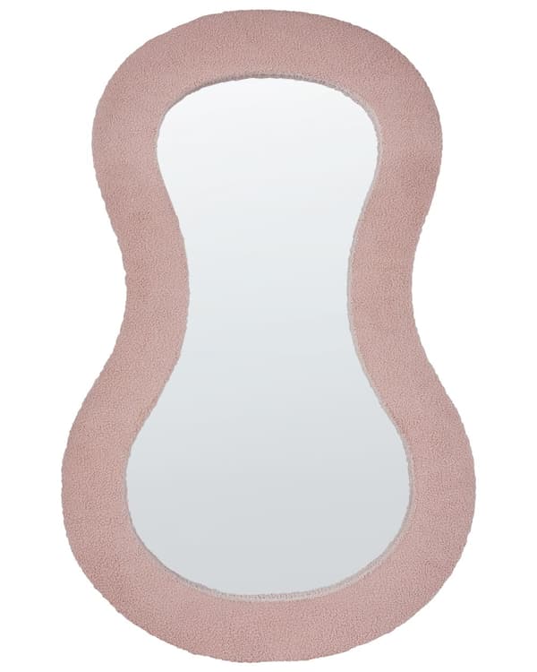 Veggspeil Rosa MDF-ramme Boucle polstring Glass 79 x 80 cm Uregelmessig Dekorativt Veggmontert Aksentstykke Moderne Stil