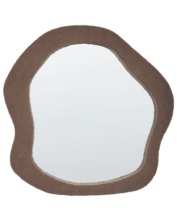 Veggspeil Brun MDF-ramme Boucle polstring Glass 79 x 80 cm Uregelmessig Dekorativt Veggmontert Aksentstykke Moderne Stil