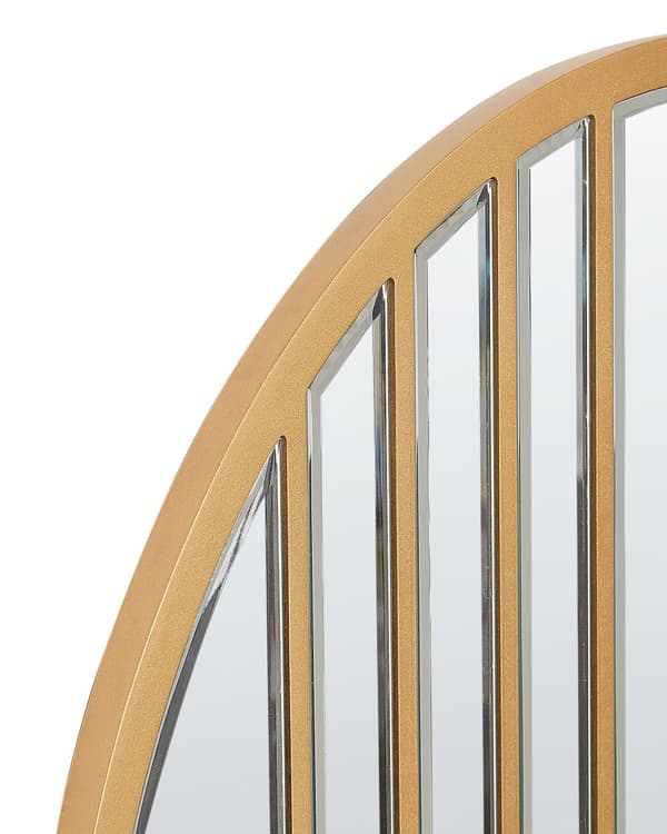 Väggspegel Guld MDF-ram 80 x 80 cm Rund Form med Krokar Modern Stil Väggdekor Vardasrum Sovrum Hall