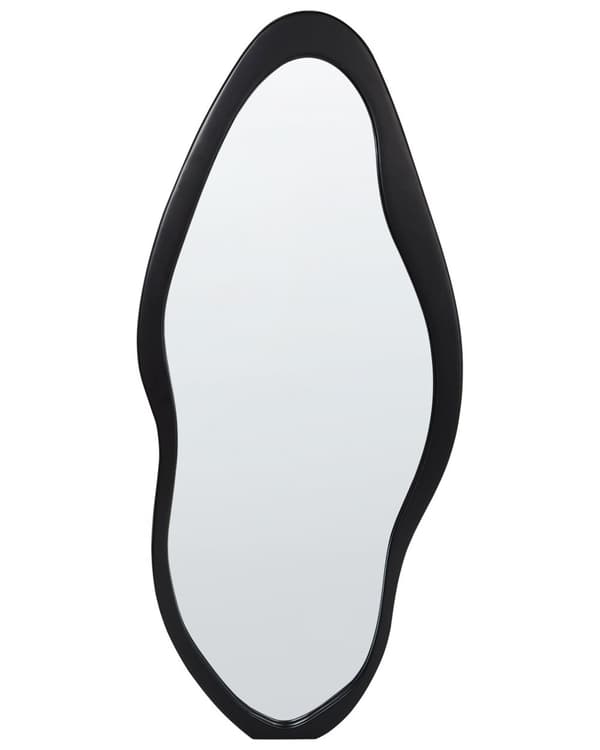 Väggspegel Svart Kejsarträ 79 x 180 cm Oregelbunden Form med Krokar Modern Stil Väggdekor Vardagsrum Sovrum Hall