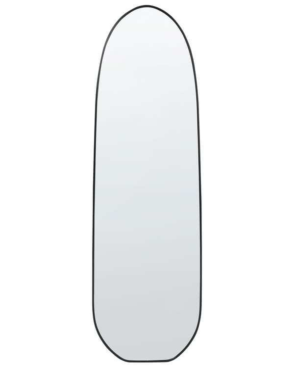 Veggspeil Svart Metallramme 46 x 160 cm Aluminium Uregelmessig Form med Kroker Moderne Stil Veggdekorasjon