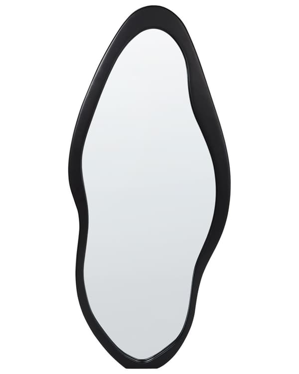 Veggspeil Svart Paulownia Treramme 79 x 180 cm Uregelmessig Form med Kroker Moderne Stil Veggdekorasjon