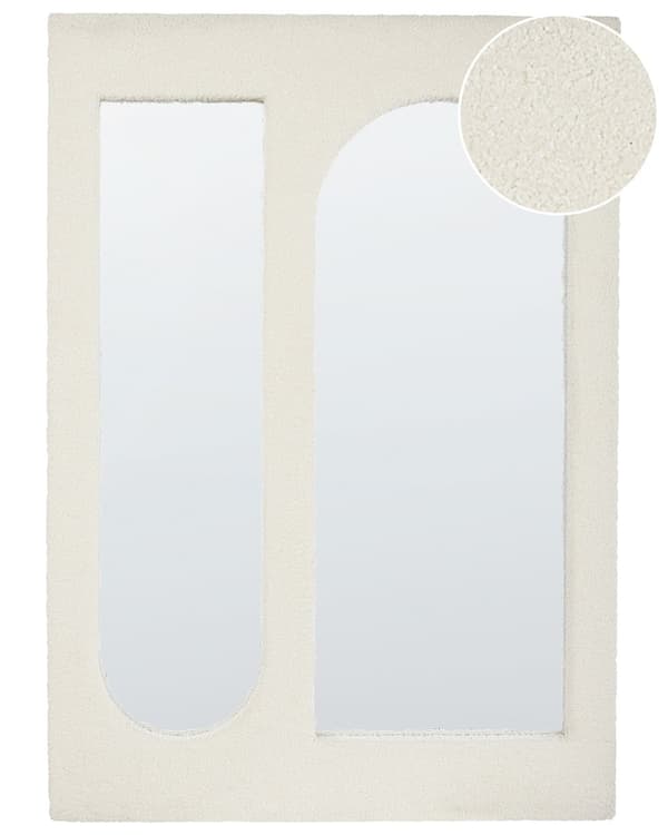 Vægspejl off-white buklee polstret ramme 70 x 100 cm rektangulær form til væg moderne stil