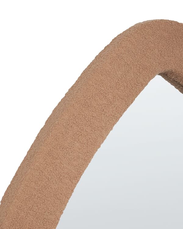 Vægspejl Lysebrun MDF-ramme Boucle polstring Glas 79 x 80 cm Uregelmæssig dekorativ vægmonteret accentstykke Moderne stil