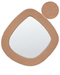 Miniatyrbillede 1 af 6: Vægspejl Lysebrun MDF-ramme Boucle polstring Glas 79 x 80 cm Uregelmæssig dekorativ vægmonteret accentstykke Moderne stil